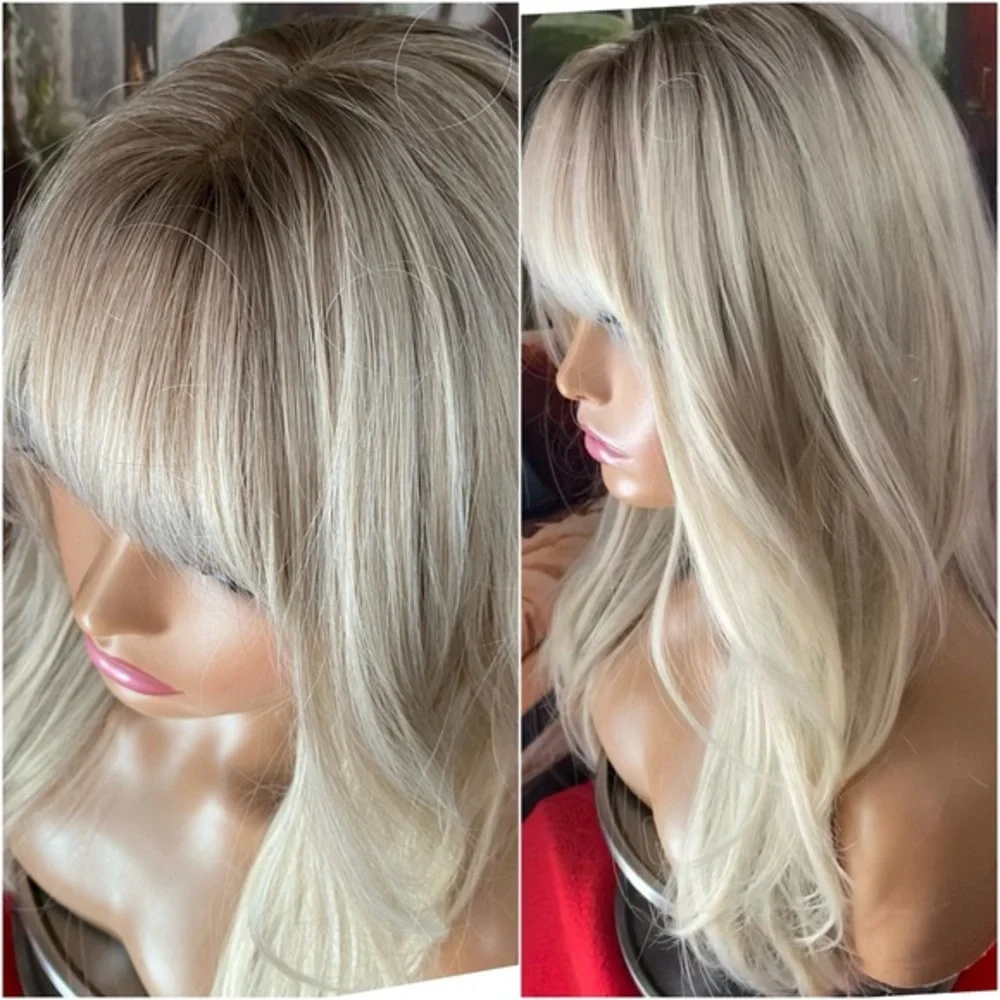 NEW IN Platinum whiteBlonde wig with ashy light roots